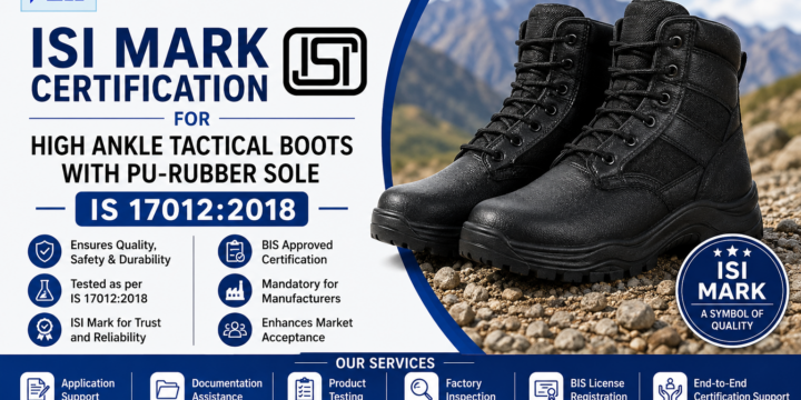 ISI Mark Certification for High Ankle Tactical Boots with PU-Rubber Sole IS 17012:2018