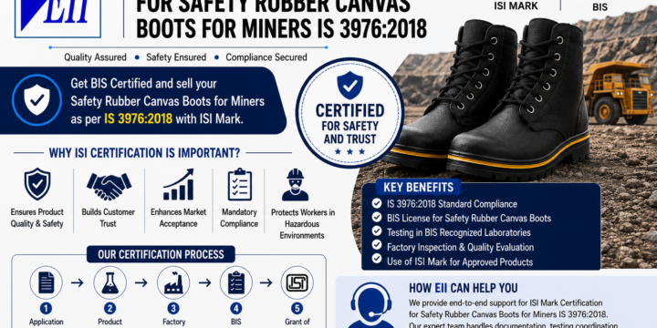 ISI Mark Certification for Safety Rubber Canvas Boots for Miners IS 3976:2018