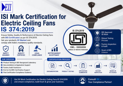ISI Mark Certification for Electric Ceiling Fans IS 374:2019