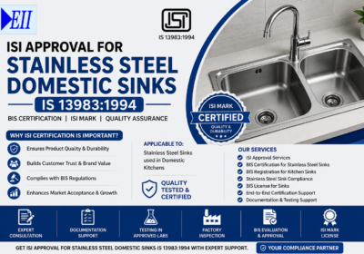ISI Approval for Stainless Steel Domestic Sinks IS 13983:1994